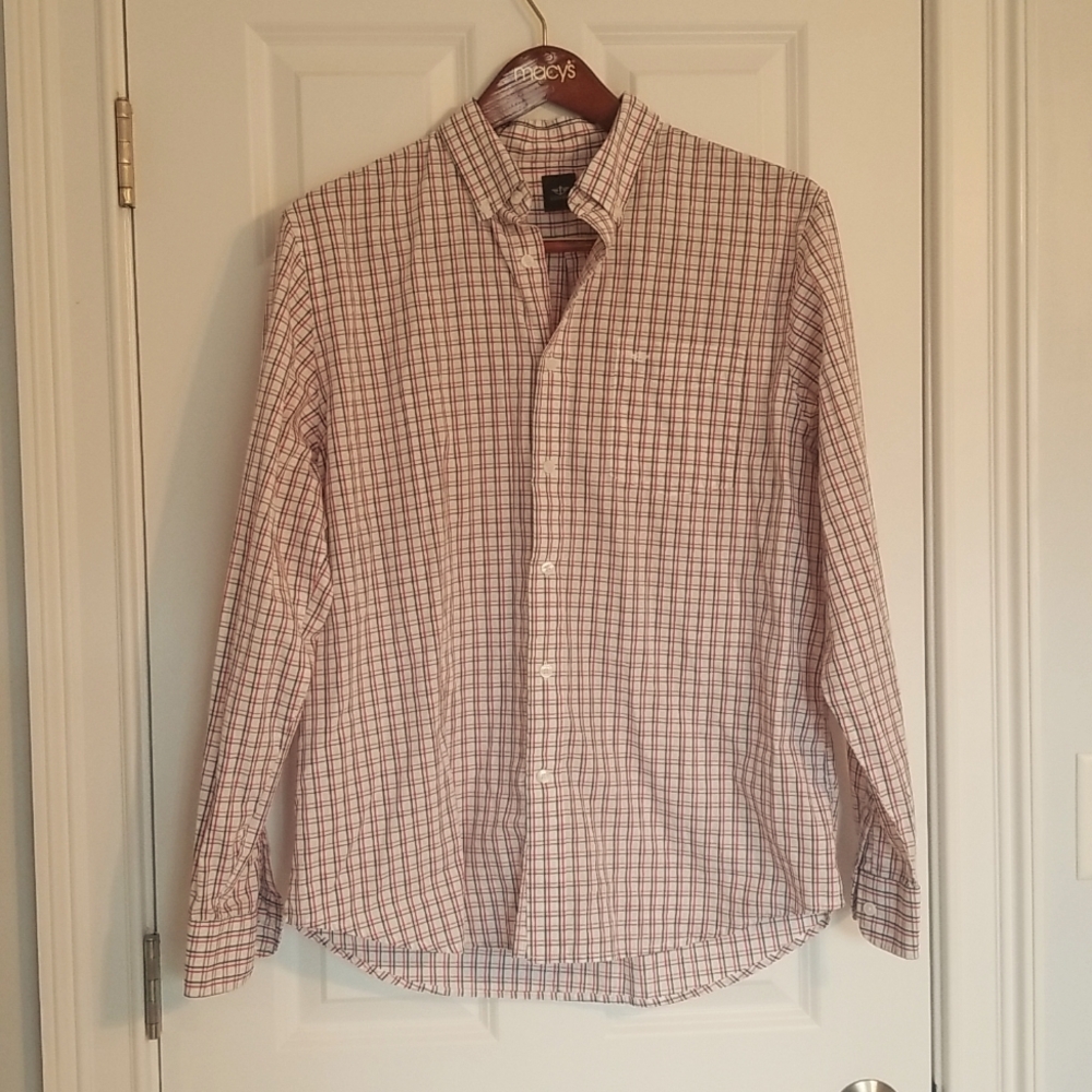 Dockers Button Up, Plaid Red/White/Blue, Size L